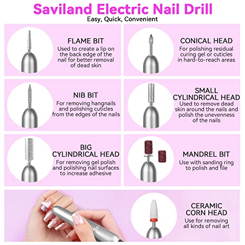 SAVILAND Acrylic Nail Kit with U V Light ? Acrylic Nails Set Christmas Gift Set for Beginners with Nails Brush Practice Finger Portable Nail Drill for for Home DIY