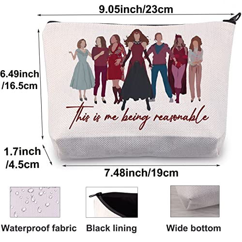 BWWKTOP Wanda Witch Cosmetic Makeup Bag Witch Movie Fans Gifts This Is Me Being Reasonable Zipper Pouch Bag For Movie Fans (Being Reasonable)