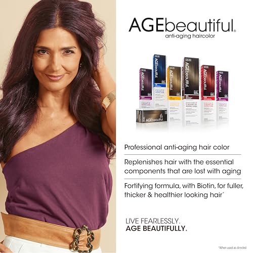 AGE beautiful Permanent Hair Color Dye Liqui-Creme | Neutral Warm Beige & Red Violet Shades | 100% Gray Coverage | Anti-Aging Haircolor | Biotin for Thicker, Fuller Hair | Professional Salon Coloring