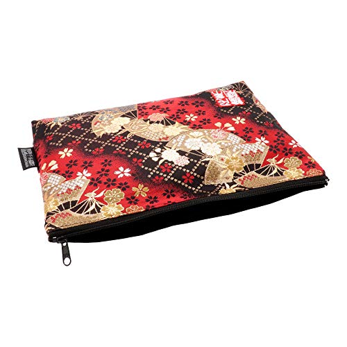 Brocade zipper pouch, lined with Nishijin brocade, size M. (Beniogizakura)