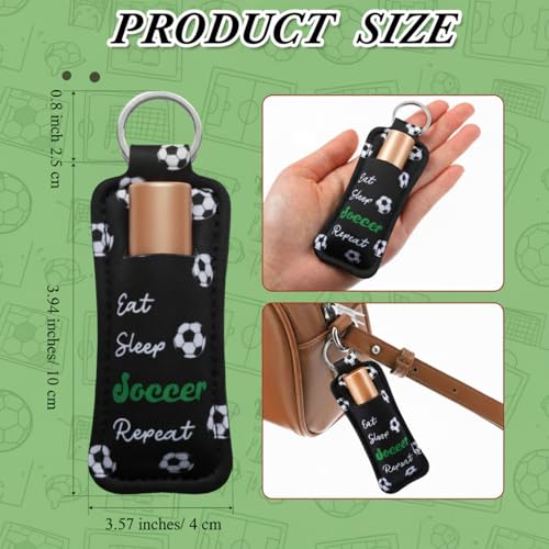 18 Pcs Lipstick Holder Keychain Bulk Lip Balm Gloss Holders Lipstick Holder Keychain Bulk for Women Daily (Soccer)
