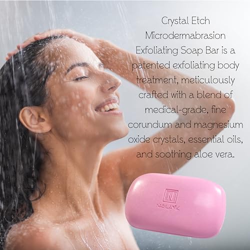 Nabila K Crystal Etch Microdermabrasion Soap Bar, Rose ? 5 oz Facial Exfoliator & Cleanser Made in USA ? Fine Crystal Polish for Smooth, Radiant Skin ? Naturally Derived Ingredients