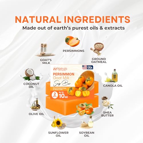 Persimmon Soap Bar for Body Odor Control ? Purifying Deodorizing Body Wash with Goat Milk for Eliminating Body Odor ? Great for Skin Brightening, Natural Deodorant Soap for Men & Women
