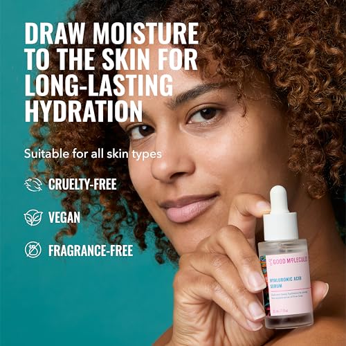 Good Molecules Hyaluronic Acid Serum Pack 2 ? 30 ml Each | 1% Hyaluronic Acid, Non-Greasy Ultra Hydrating Serum, Facial Moisturizer for Plumper Skin, Skin Care for Face