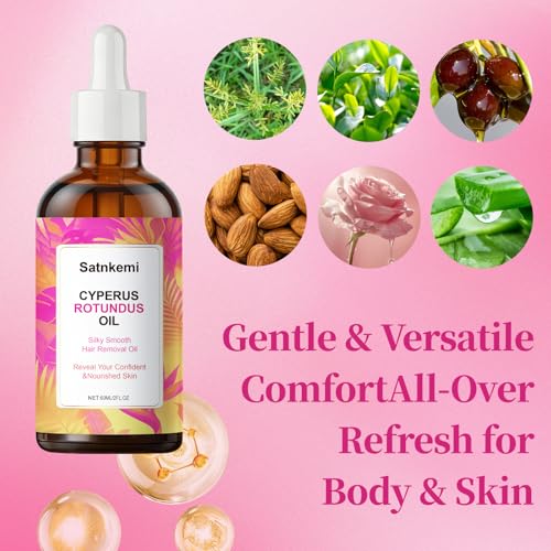 Cyperus Rotundus Oil,Reducing Body Hair Growth,Gentle and Non-Irritating, For All Skin Types,Natural ingredients, soothing the skin,60mL Cyperus rotundus Hair Removal Essential Oil