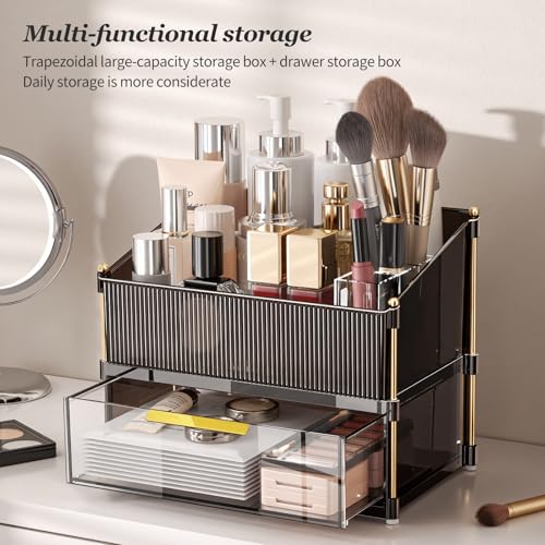 Modular Makeup Organizer, Clear Acrylic Cosmetic Storage Box with Drawer, Vanity Countertop Organizer for Makeup, Skincare and Beauty Accessories ? Multiple Styles