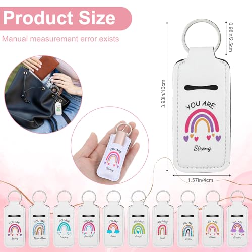 40 Pcs Rainbow Lipstick Holder with Inspirational Words Clip on Lip Gloss Sleeve Keychain Lip Balm Holder Graduation Gifts