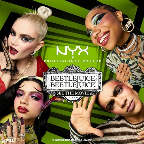 NYX PROFESSIONAL MAKEUP BEETLEJUICE Pinstripe Duo Eye Liner, Dual-Ended Black Liquid Eyeliner + Green Chrome Eyeliner