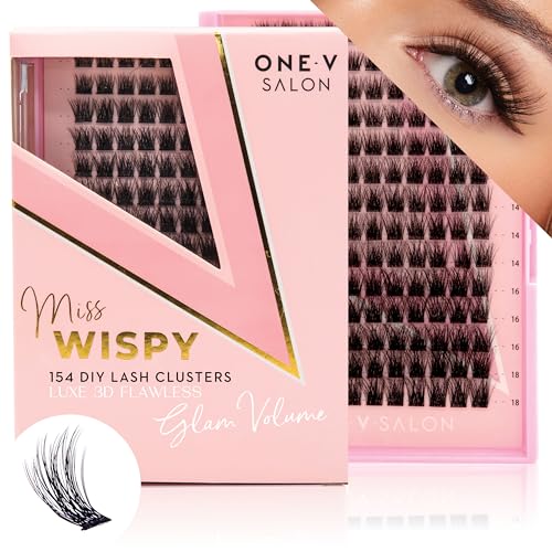 One V Salon 154 Pc DIY Luxe Eyelash Cluster Glam Volume,Fluffy 3D Individual Natural Lash Eyelash Clusters,10-18mm Soft Lashes
