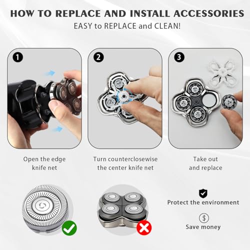 4Pack Pro 4 Head Replacement Blades for Pitbull Shaver Replacement Heads for Skull Bald Head Razors Gold PRO, Silver PRO, Platinum PRO¡¦ Series, Precision Replacement Blades for Head, Face.