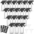 Fumete 20 Pcs 4 oz Glass Spray Bottles Empty Refillable Sprayer Containers with Funnels Labels Black Trigger Sprayers Spray Bottles for Essential Oil DIY Kitchen Hair Plants(Clear)