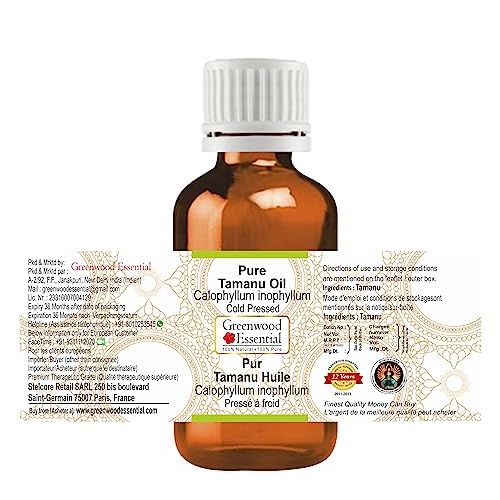 Greenwood Essential Tamanu Oil (Calophyllum inophyllum) | Cold Pressed | Natural | Undiluted | for Diluting Essential Oils | for Hair, Skin & Massage | Men & Women | 30ml (1 oz)