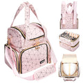 Nail Polish Organizer Bag - PU Leather Shoulder Storage with 2 Removable Cases and Nail Lamp, Holds 70 Bottles - Portable Travel Backpack for Nail Tech Supplies (Pink)