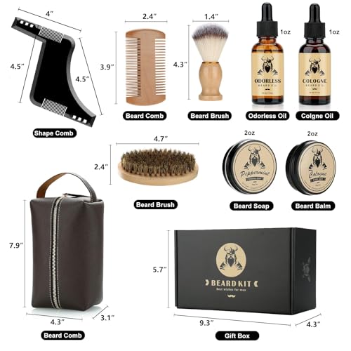 Beard Care Kit Gifts for Men, 9 Pcs Beard Grooming Kit, Beard Club Kit is a Unique Men's Gifts for Dad Husband Boyfriend, Father's Day Anniversary Birthday Valentine's Day Wedding Gift Ideas for Him