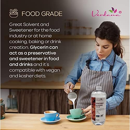 Verdana Vegetable Glycerin ? USP, Food, Cosmetic Grade - Palm-Derived, No Soy Involved ? Glycerine for Cosmetic & Personal Care and Skin, Hair & Other Formulations ? Non-GMO, Vegan ? 32 fl oz