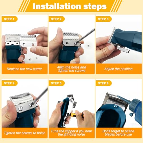 Professional Clipper Replacement Wedge Blades, Compatible with Wahl Precision 2-Hole, Stainless Steel Fixed Blades and Ceramic Moving Blades Pack of 1