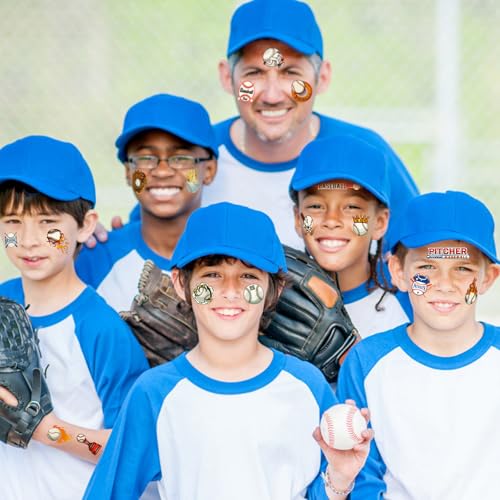 400Pcs+ Baseball Temporary Tattoos Sticker for Kids Boy, American Baseball Tattoos Face Stickers as Themed Party Favors as Cheerleaders Team Players Gifts Supplies