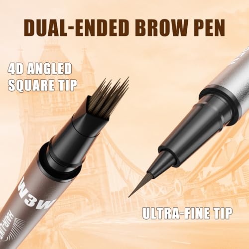 Eyebrow pencils for women, W3W 4D Dual-Ended Brow Pen, 2 Pack brow pen, 2different Colors Eyebrow Pencils,Dark Brown + Brown