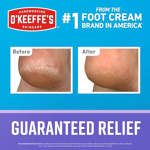 O'Keeffe's for Healthy Feet Night Treatment Foot Cream - 3 oz Tube (2 Pack) - Guaranteed Overnight Relief for Extremely Cracked, Dry Feet, Repairing Skincare, Instantly Boosts and Retains Moisture Levels