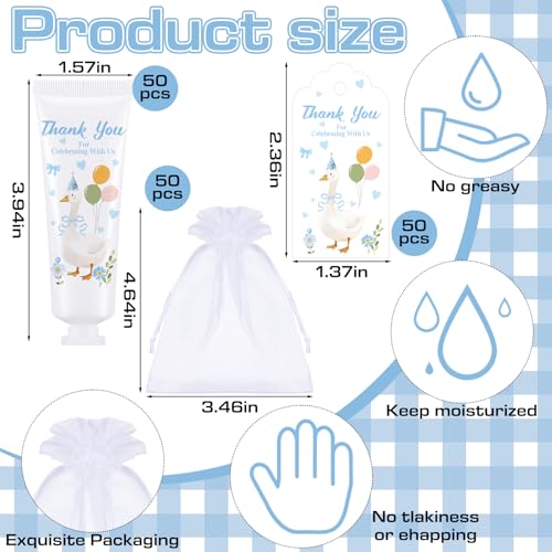 Demissle 50 Sets One Silly Goose Baby Shower Birthday Party Favors Travel Size Hand Cream Appreciation Hand Lotion with Cards and Bags Silly Goose Bulk Gifts for Guests Baby Shower Birthday(Blue)