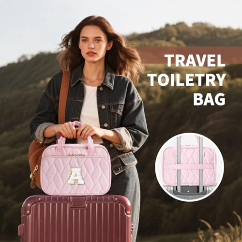 YOOLIFE Travel Toiletry Bag for Women - Hanging Toiletry Bag Makeup Bag, Portable Toiletries Cosmetic Bag, Airplane Travel Essentials Purple - M