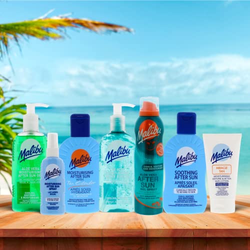 Malibu After Sun Lotion 6.76 fl oz ? Cooling Aloe Vera & Vitamin E Moisturizer for Sunburn Relief, Hydrating Post Sun Care for Face & Body, Fast-Absorbing, Made in UK