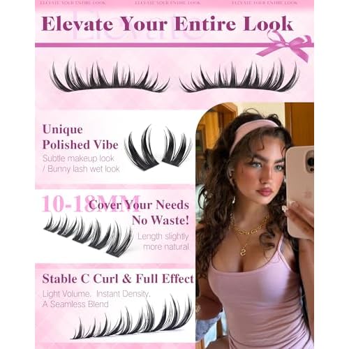 Manga Lash Clusters Fairy Eyelash Clusters Wispy Cluster Eyelash Extensions10-18MM CC Curly Individual Cluster Lashes 120Pcs Wet Look Lashes Clusters with Spikes by JIMIRE