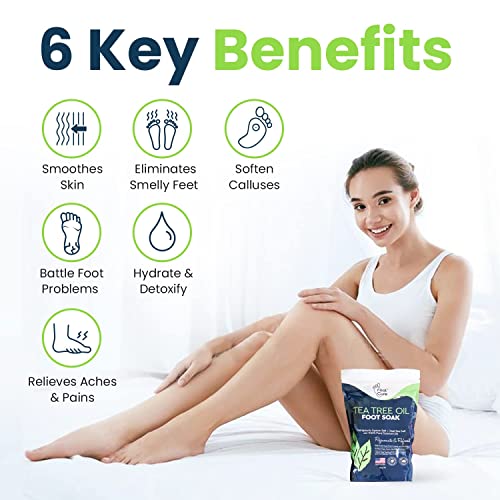 Tea Tree Oil Foot Soak with Epsom Salt - Best Toenail Fungus Treatment, Athletes Foot & Softens Calluses & Toenail Repair Solution