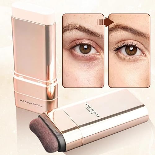 Flawless & Long-Lasting Dual-Ended Foundation Stick, 2-In-1 Contouring Foundation Full Coverage Cream Built-In Sunscreen, Lightweight Brighten Stick for Flawless Finish All Skin Types (#02)