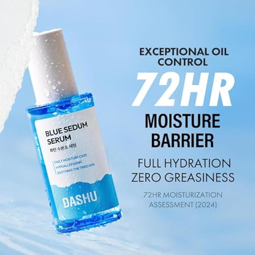 DASHU Blue Sedum Water Serum | Hydrating Skin Serum Water Based Moisturizer for Face 8 Hyaluronic Acids | Men¡¯s Grooming Essentials 2.19 fl oz