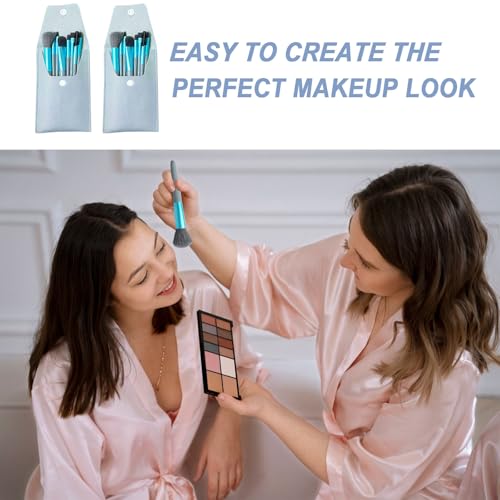 20 Sets Travel Makeup Brush Set Bulk Brushes Bag Mini Face Make up Brushes Brushes Bag for Makeup Party Favors Wedding Bridal Shower Favors Bridesmaid Gift Bachelorette Party Gift(Blue)