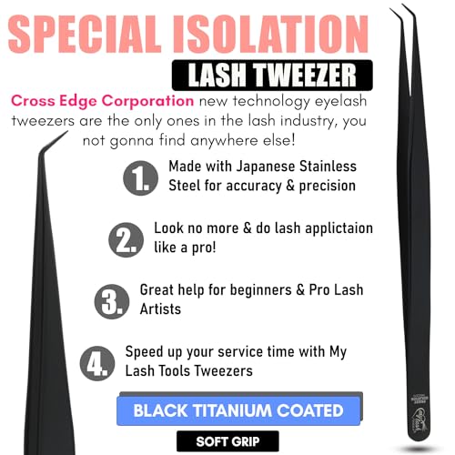 Isolation Tweezer for Eyelash Extensions ? 14cm Curved Lash Tweezer, Stainless Steel, Best for Individual Isolation & Classic Lashes, Pinzas para Twisers (Black Titanium)