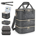Nail Polish Organizer Bag, 3 Layers Detachable Nail Organizers and Storage, Nail Supplies Organizer, Travel Makeup Bag, Pu Leather Nail Polish Holder Carrying Case Box Holds 84 Bottles & nails Lamp