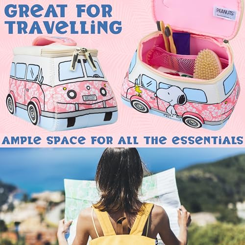 Get Trend Peanuts Snoopy Toiletry Bag, Travel Essentials, Girls Makeup Bag, Cruise Essentials, Travel Accessories, Gifts for Women, Teens (Pink Snoopy)
