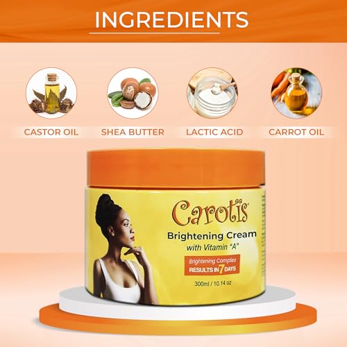 CAROT?S, Skin Brightening Cream ? 300ml / 10.14fl oz ? 7 Day Night Cream for Uneven Skin Tone, with Vitamin A