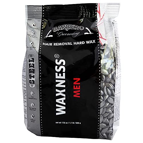 Waxness Barbero Steel Hard Wax Beads 1.1 lb (500 g) ? Stripless Hard Wax for Men¡¯s Grooming, Effective on Coarse Hair, Smooth Application, Professional Use ? Made in Italy