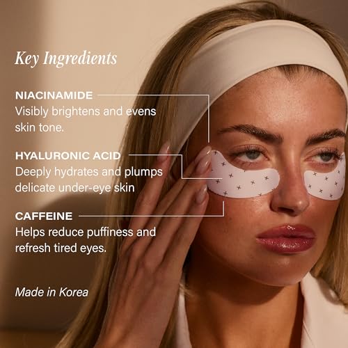 + Lux Unfiltered Cooling Under Eye Patches - Anti-Slip Caffeine Infused Korean Eye Mask - Reduces Puffiness, Brightens, & Hydrates Skin - Fragrance Free, Vegan, & Cruelty Free - 10 Count (Pack of 2)