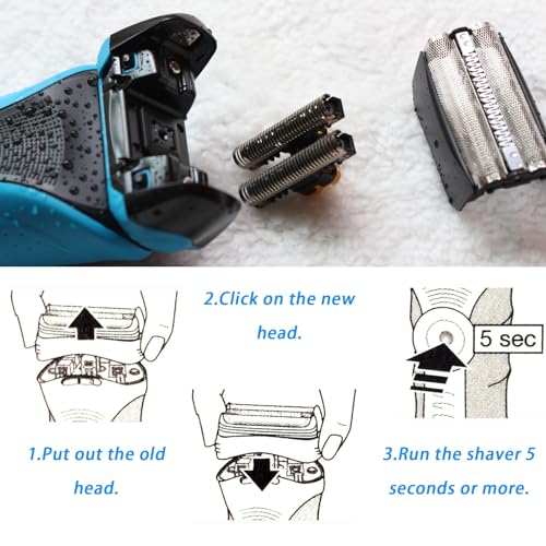 2-Pack Replacement Head for Braun Series 3 S3 3040s - Wet & Dry Shaver Foil & Cutter Blades, Compatible with Braun S3 Razors.