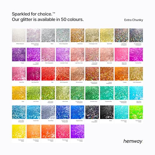 Hemway Premium Ultra Sparkle Glitter Multi Purpose Metallic Flake for Arts Crafts Nails Cosmetics Resin Festival Face Hair - White Iridescent - Extra Chunky (1/24" 0.040" 1mm) 100g / 3.5oz