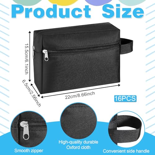 SHENLIU 16 Pcs Men's Toiletry Travel Bag, 8.7 x 6.1 x 2.56 inches Large Water Resistant Shaving Bag Hanging Cosmetic Bags with Divider Handle Foldable Makeup Travel Pouch Toiletry Organizer