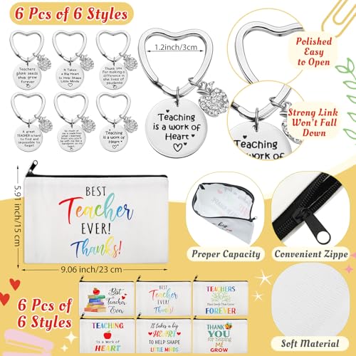 24 Pcs Teacher Appreciation Gift from Students 2026 End of Year Thank You Gifts Bulk 24 oz Plastic Tumbler Cup Makeup Cosmetic Bag Crew Sock Keychain for Retirement