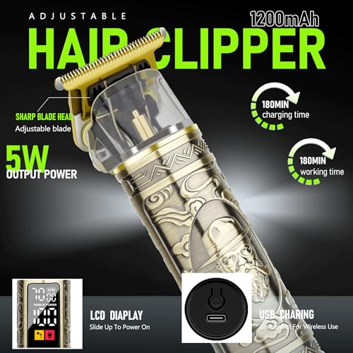 Hair Clippers for Men Beard and Mustache Trimmer for Men T Liners Zero Gap Trimmers Electric Cordless Nose and Ear Hair Trimmer Grooming Kit with Bag, Men's Birthday Valentine's Day Gifts
