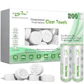 Compressed Towel Tablets 200 Count, Thicken Disposable Face Towel with 2 Carry Cases, Biodegradable & Compact, Cotton Clean Face Towels for Outdoor Camping Hiking Travel Gym BBQ Home