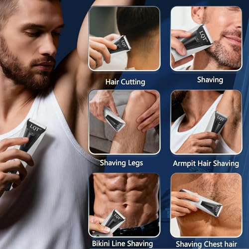 Pubic Hair Trimmer for Men with LED Display, Waterproof Body Groomer & Bikini Shaver, Type-C Rechargeable with LED Light, Ideal Christmas & New Year Gift for Men