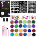 Temporary Glitter Tattoo Kit Kids, 24 Colors Glitter, 120 Stencils, Adults & Kids Arts Glitter Make Up Kit, Gifts for Girls Boys Christmas Festival Birthday Party