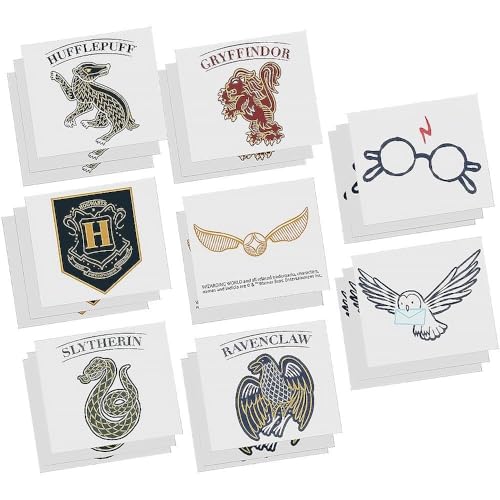 Harry Potter Hogwarts United Plastic Party Tattoos - 2" x 1.75" | Assorted Design | Pack of 24