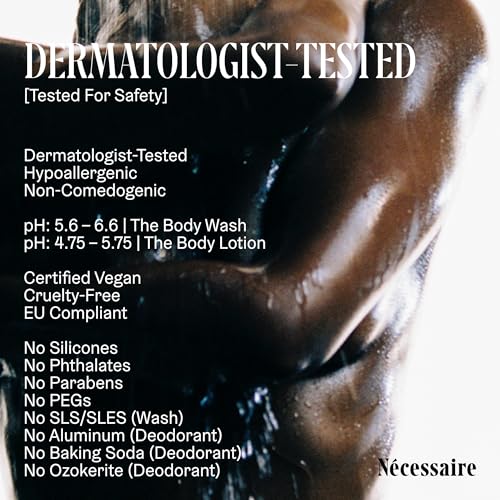 N?cessaire Body Essentials - Skin Care Gift Set For Women + Men - Travel-Size Body Wash, Body Lotion + Deodorant | Dermatologist-Tested. Hypoallergenic | Vegan | Aluminum-Free Deodorant (Olibanum)