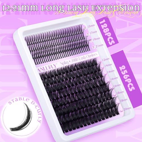 Lash Clusters Kit with Spikes Volume Cluster Eyelash Extension Kit Spiky Eyelash Clusters Wispy Lash Extension Kit 200D Individual Lashes with Lash Glue and Tweezers DIY at Home by zanlufly