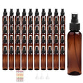 50 Pack 2oz Amber Spray Bottles Plastic, Fine Mist Small Spray Bottles Bulk, Empty Plastic Amber Sprays Bottle Reusable for Cosmetic with 3 Funnel, 10 Labels
