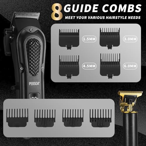 pebsoa¢ç Men's Professional Hair Clippers Kit£¬Cordless & Corded Barber Clippers Set£¬Grooming Rechargeable Beard Trimmer with Adjustable Blade Black